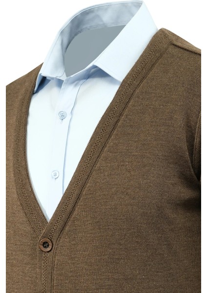 Erkek Büyük Beden Düğmeli Hırka Cepli Düz Renk Çelik Örgü Klasik Kalıp - 5200MB modelleri