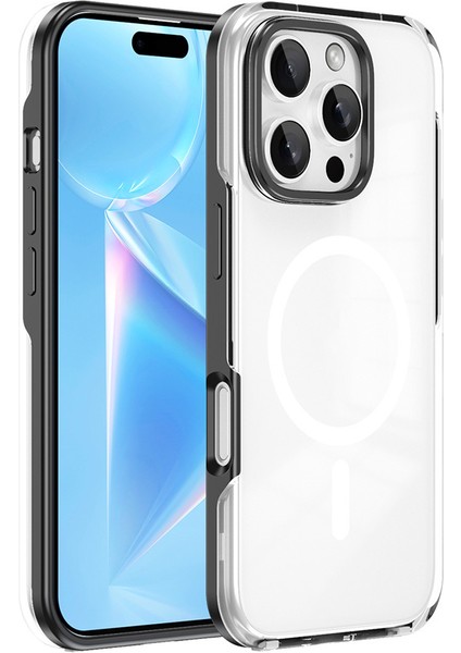 iPhone 16 Pro Max Kılıf Magsafe Şarj Özellikli Çıkarılabilir Arka Yüzeyli Ata Polar Kapak-Siyah