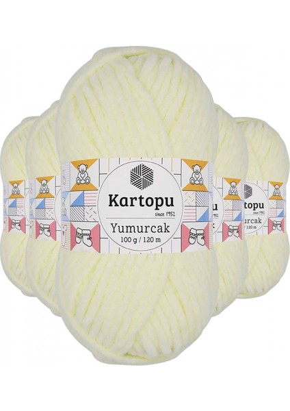 5 Adet Yumurcak Kadife El Örgü Ipi Krem K335