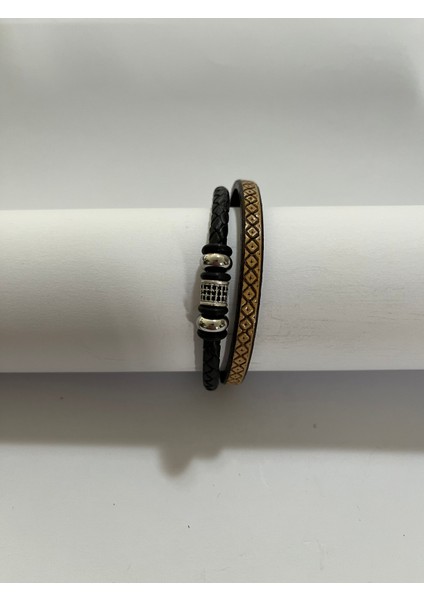 Erkek Bileklik Mıknatıslı Suni Deri Boncuk Taşlı Charm Hasır Örgü Bileklik fiyatları