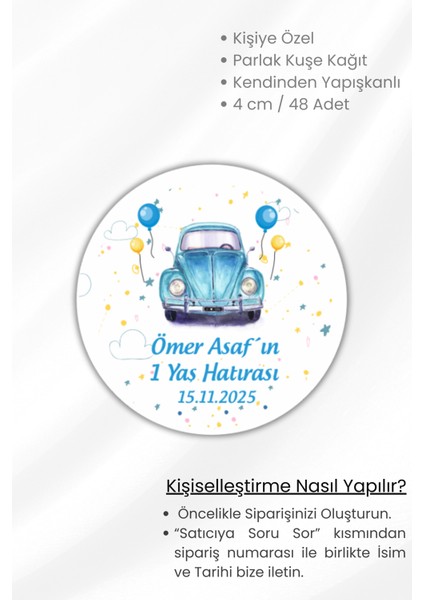 Isme/kişiye Özel Doğum Günü Babyshower Hoşgeldin Bebek Etiketi 4 cm 48 Adet Etiket