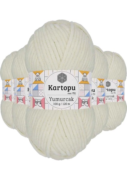 5 Adet Yumurcak Kadife El Örgü Ipi Kırık Beyaz K011