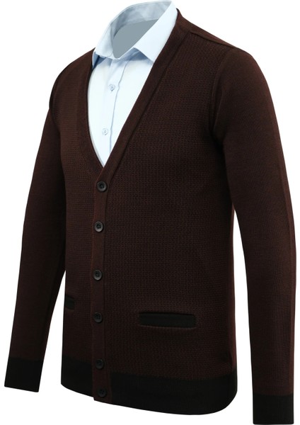 Erkek Büyük Beden Düğmeli Hırka Cepli Desenli Çelik Örgü Klasik Kalıp - 5208MB fiyatları