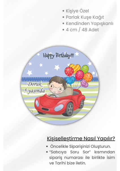 Isme Özel Doğum Günü Babyshower Hoşgeldin Bebek Etiketi 4 cm 48 Adet Etiket Sticker