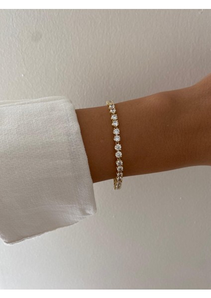 Xuping 14K Vip Yuvarlak Taşlı Çift Su Yolu Gold Bileklik