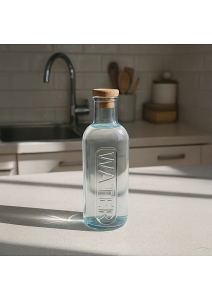 Mantar Kapaklı Renkli Cam Su Şişesi - 1000 ml fırsatları