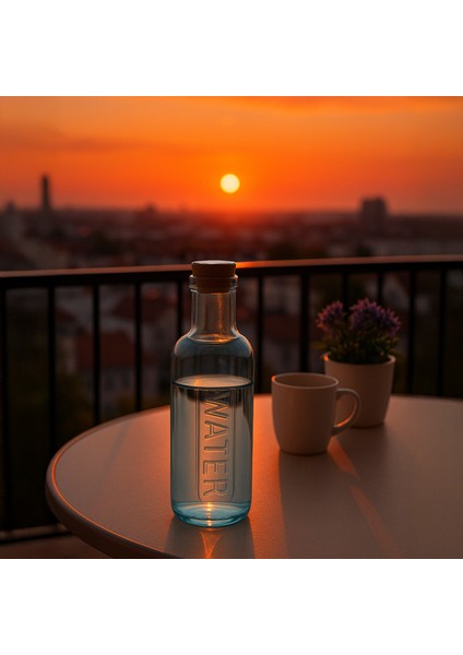 Mantar Kapaklı Renkli Cam Su Şişesi - 1000 ml