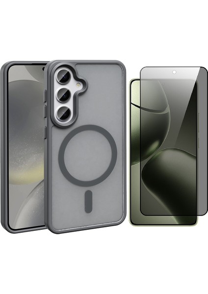 Samsung Galaxy S24 Plus Kılıf Magsafe Şarj Özellikli Mat Arka Yüzey Zore Sio Kapak + Hayalet Ekran Koruyucu