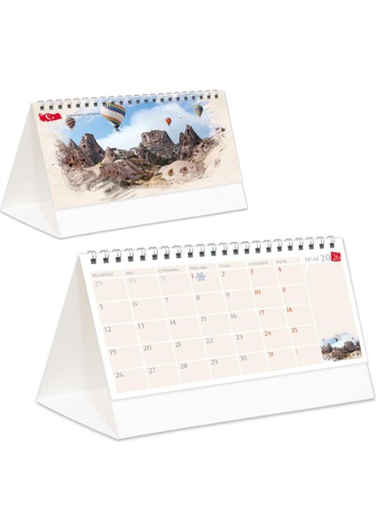 2026 Türkiye Piramit Masa Takvimi Masaüstü Takvim 24X17 cm