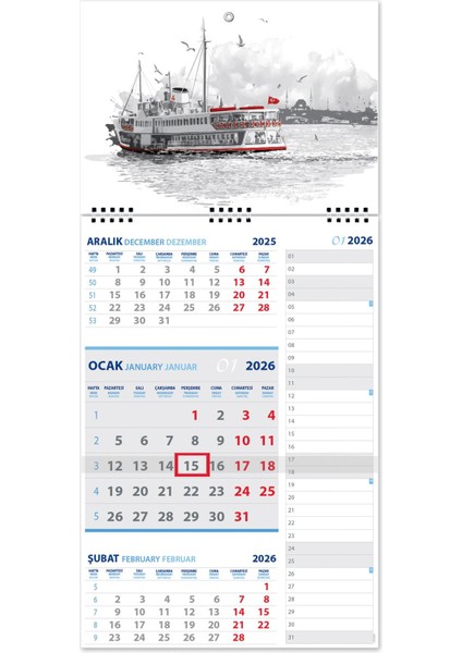 2026 Memo Gemici Denizci Duvar Takvimi 27,5 x 60,5 cm fiyatları