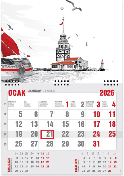 2026 Ekonomik Gemici Takvimi + İstanbul Piramit Takvimi fiyatları