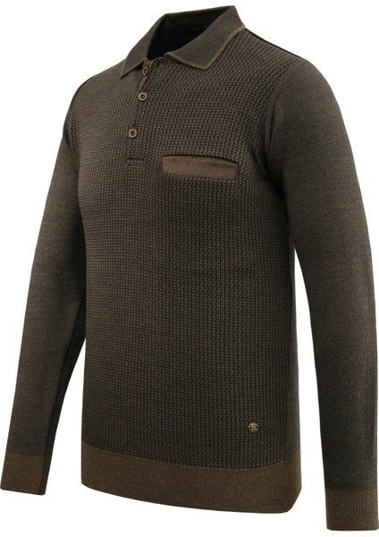 Erkek Büyük Beden Polo Yaka Kazak Cepli Desenli Çelik Örgü Klasik Kalıp - 5208FB fiyatları