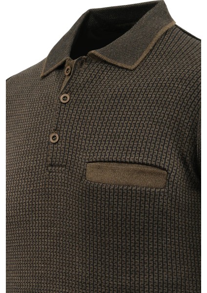 Erkek Büyük Beden Polo Yaka Kazak Cepli Desenli Çelik Örgü Klasik Kalıp - 5208FB modelleri