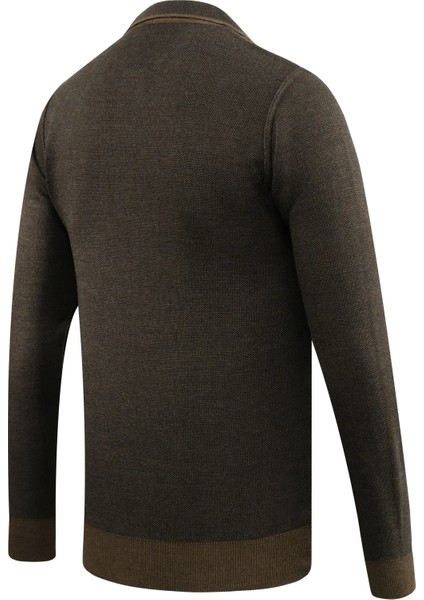 Erkek Büyük Beden Polo Yaka Kazak Cepli Desenli Çelik Örgü Klasik Kalıp - 5208FB fırsatları