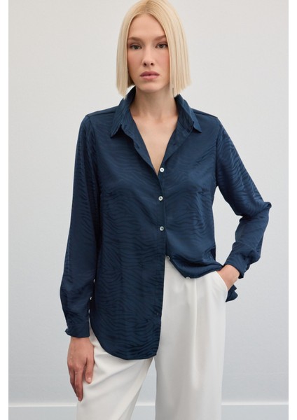 Zebra Desenli Gömlek - Lacivert modelleri