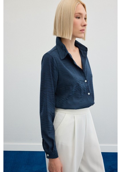 Zebra Desenli Gömlek - Lacivert fırsatları