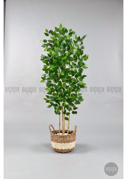 140 cm Yapay Bambu Ağacı Hasır Saksıda