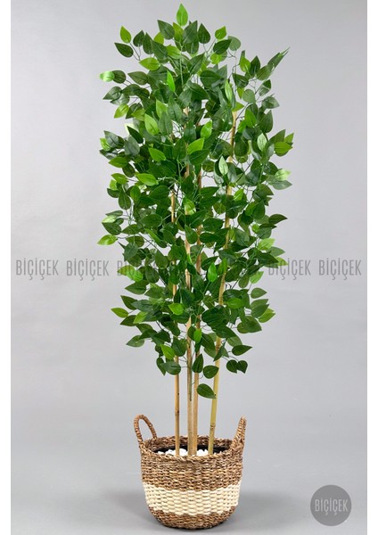 140 cm Yapay Bambu Ağacı Hasır Saksıda fırsatları