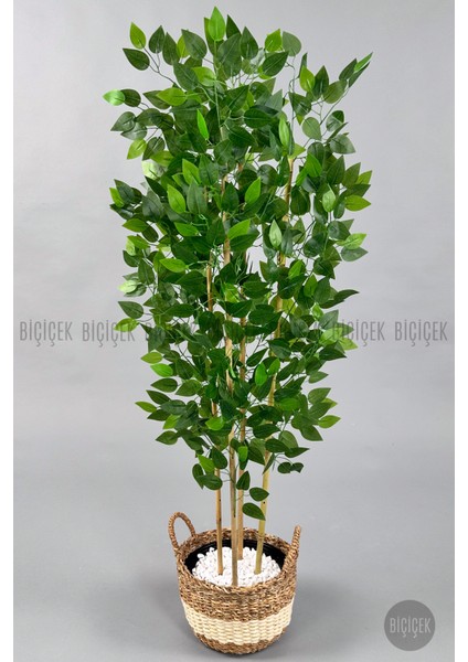 140 cm Yapay Bambu Ağacı Hasır Saksıda