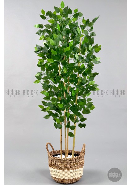 140 cm Yapay Bambu Ağacı Hasır Saksıda