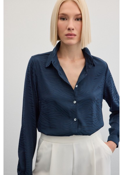 Zebra Desenli Gömlek - Lacivert indirimleri