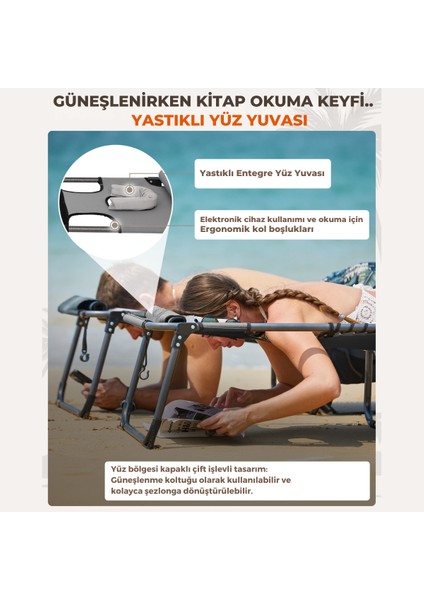 Kingcamp Magnolia B10 Hands-Free Premium 7 Kademeli Katlanır Şezlong Grey fırsatları