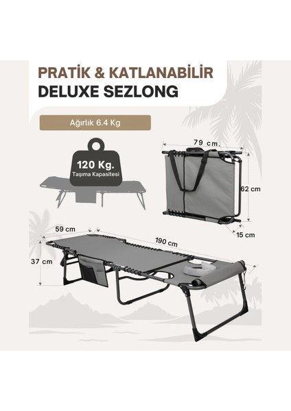 Kingcamp Magnolia B10 Hands-Free Premium 7 Kademeli Katlanır Şezlong Grey indirimleri