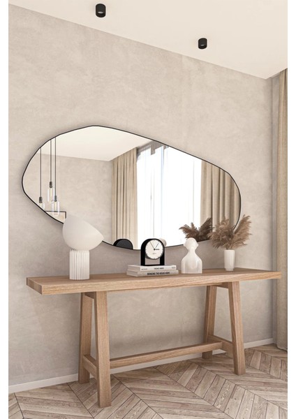 Fawdecor Asimetrik Amsterdam Ahşap Çerçeveli Ayna Ev Dekoru Estetik Duvar Aynası Banyo Tasarımı Özel Tasarım Ayna