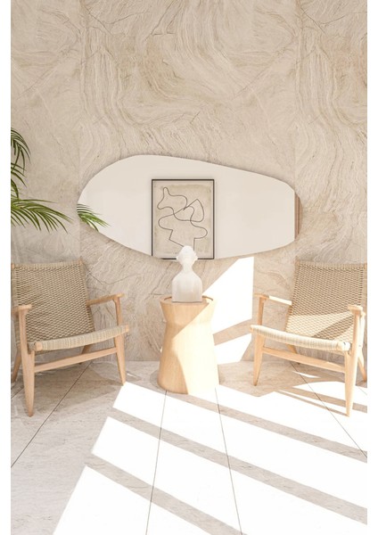 Fawdecor Asimetrik Amsterdam Ahşap Çerçeveli Ayna Ev Dekoru Estetik Duvar Aynası Banyo Tasarımı Özel Tasarım Ayna