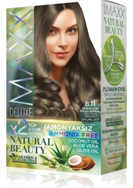 2 Paket Natural Beauty Amonyaksız Saç Boyası 8.11 Yoğun Açık Küllü Kumral fırsatları