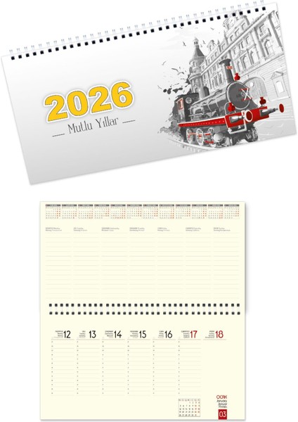 2026 Haftalık Büyük Boy Masa Sümeni 33 x 16 cm