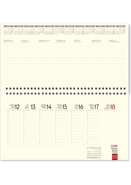 2026 Haftalık Büyük Boy Masa Sümeni 33 x 16 cm modelleri