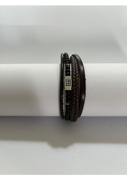 Erkek Bileklik Mıknatıslı Suni Deri Boncuk Taşlı Charm Hasır Örgü Bileklik fiyatları