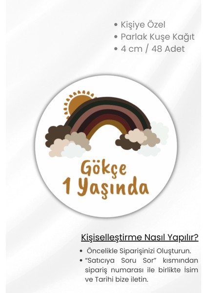 Isme/kişiye Özel Doğum Günü Babyshower Hoşgeldin Bebek Etiketi 4 cm 48 Adet Etiket