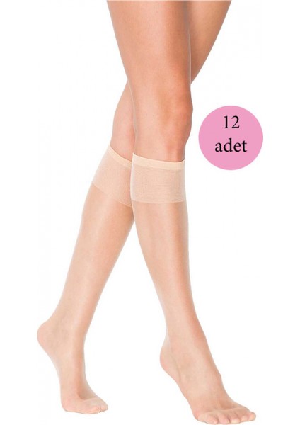 12 Adet Süper Ince 15 Den Mat Pantolon Çorabı Açık Ten