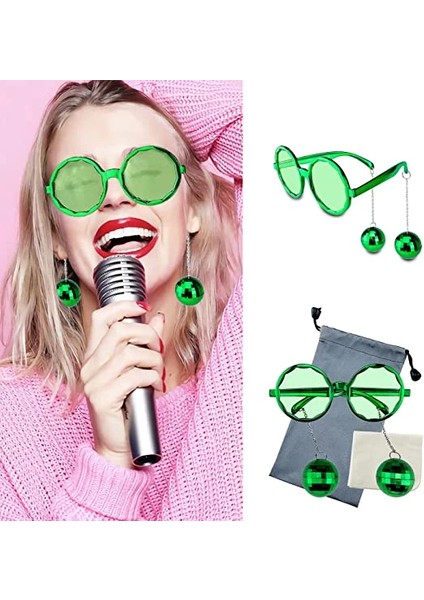 Disko Toplu Küpeli Parti Gözlüğü Yeşil Renk fırsatları