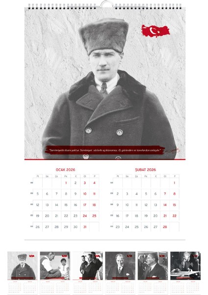 2026 Atatürk Duvar Denizci Gemici Takvimi 33 x 48 cm