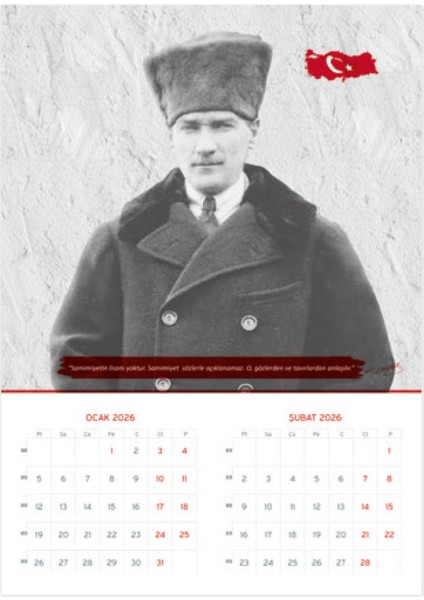 2026 Atatürk Duvar Denizci Gemici Takvimi 33 x 48 cm fiyatları