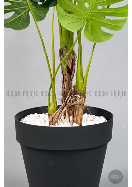 Yapay Ağaç Monstera Bambu Gövdeli 150CM Devetabanı Ağacı Büyük Boy Antrasit Renk Yalı Saksıda fiyatları