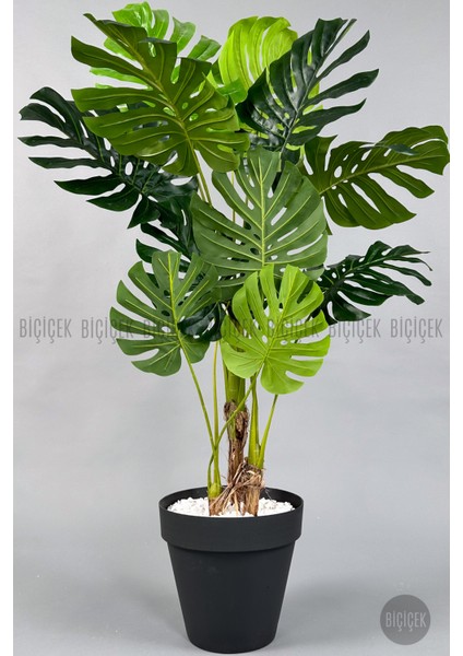 Yapay Ağaç Monstera Bambu Gövdeli 150CM Devetabanı Ağacı Büyük Boy Antrasit Renk Yalı Saksıda indirimleri