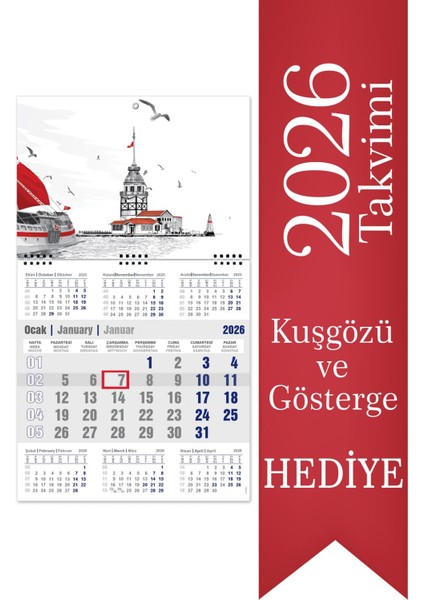 2026 7 Aylık Denizci Duvar Takvimi 33 x 57 cm