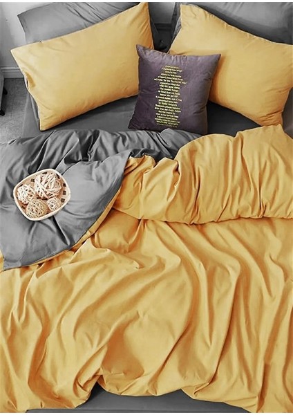 Çift Kişilik Nevresim Seti + Yastık Kılıfı Sarı Antrezit