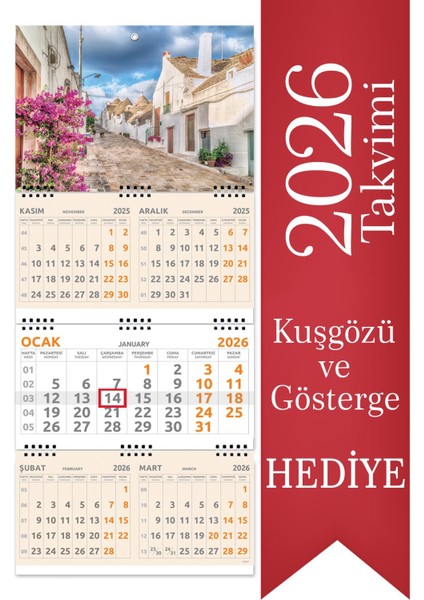 2026 5 Aylık Gemici Denizci Duvar Takvimi 33 x 77,5 cm