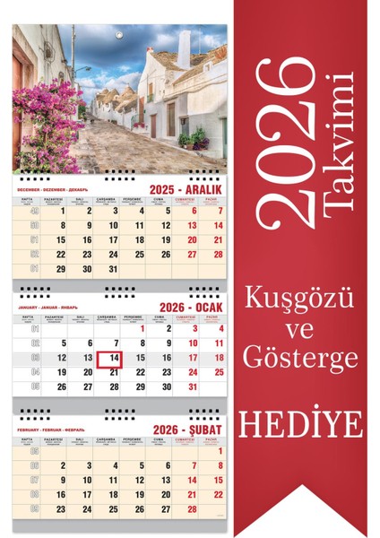 2026 Büyük Boy E x tra Gemici Denizci Duvar Takvimi 33 x 77,5 cm