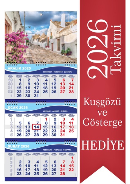 2026 Orta Boy Gemici Denizci Duvar Takvimi 31 x 70 cm