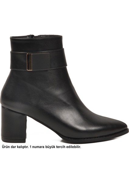 Siyah Dar Kalıp Streç Bilek Boy Sivri Burun Polarlı Topuklu Kadın Bot 262326 Z fiyatları