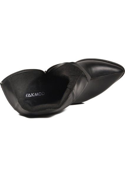 Siyah Dar Kalıp Streç Bilek Boy Sivri Burun Polarlı Topuklu Kadın Bot 262326 Z fırsatları