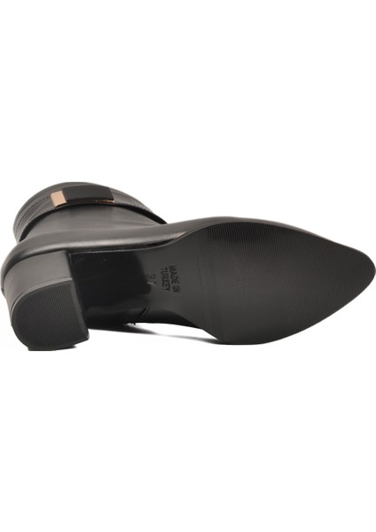 Siyah Dar Kalıp Streç Bilek Boy Sivri Burun Polarlı Topuklu Kadın Bot 262326 Z indirimleri