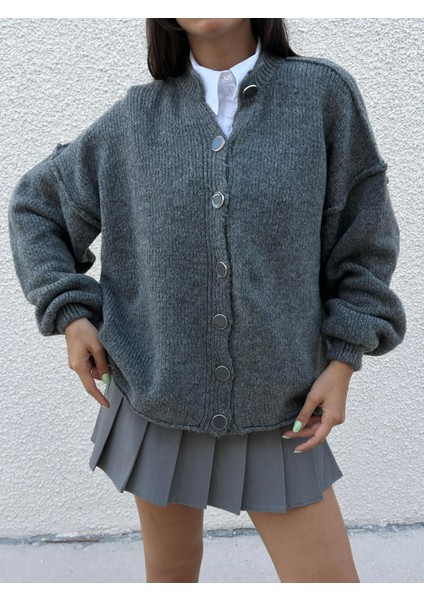 Kadın Antrasit Oversize Triko Hırka Pis Dikişli 7000 fiyatları