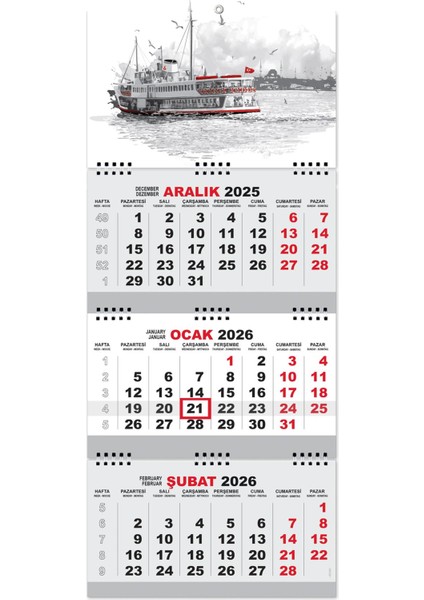2026 Küçük Boy Gemici Denizci Duvar Takvimi 27,5 x 65 cm fiyatları